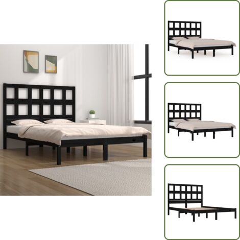 Cabecero de cama - vidaXL Estructura de cama de madera maciza de pino negro 200x200 cm - Cama de madera maciza