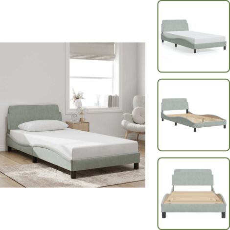 Cabecero de cama - vidaXL Estructura de cama Dover terciopelo gris claro 100x200 cm - Apoyo para la espalda