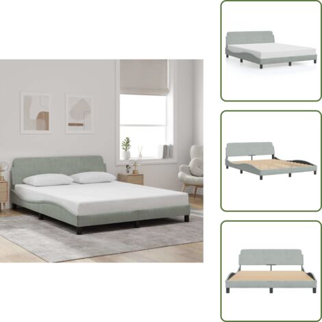 Cabecero de cama - vidaXL Estructura de cama Dover terciopelo gris claro 160x200 cm - Cama con patas