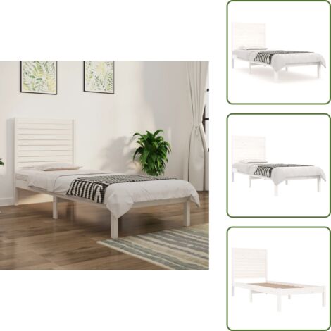 Cabecero de cama - vidaXL Estructura de cama individual madera maciza blanco 90x190 cm - Cama de madera