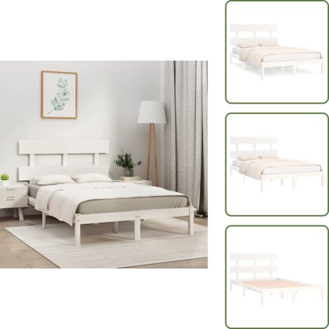 Cabecero de cama - vidaXL Estructura de cama madera maciza blanco Supe King 180x200 cm - Cama de madera maciza