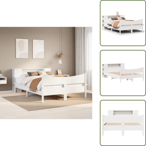 Cabecero de cama - vidaXL Estructura de cama sin colchón madera de pino blanco 135x190 cm - Estribo de cama