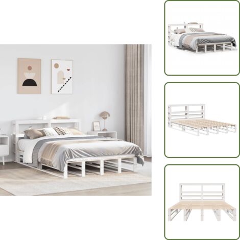 Cabecero de cama - vidaXL Estructura de cama sin colchón madera maciza blanca 120x190 cm - Almacenamiento en cama