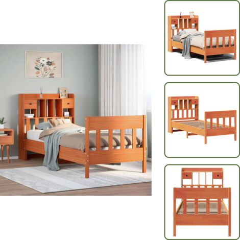 Cabecero de cama - vidaXL Estructura de cama sin colchón madera maciza marrón 75x190 cm - Estribo de cama