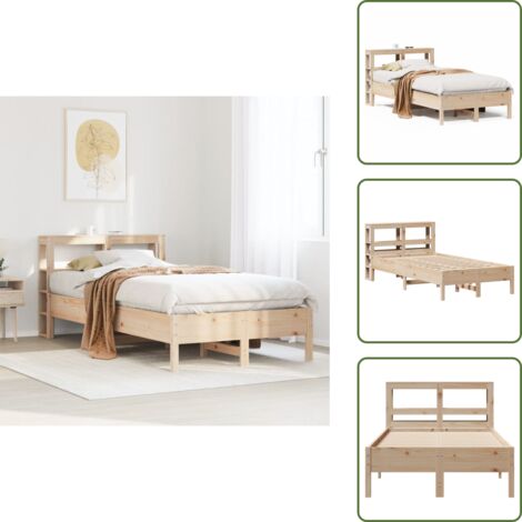 Cabecero de cama - vidaXL Estructura de cama sin colchón madera maciza pino 75x190 cm - Estantes de almacenamiento