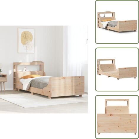 Cabecero de cama - vidaXL Estructura de cama sin colchón madera maciza pino 75x190 cm - Estantes de almacenamiento