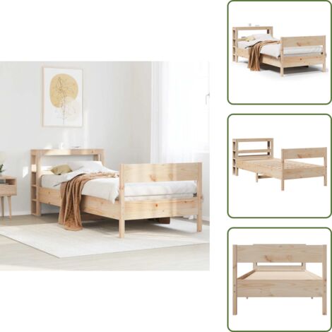 Cabecero de cama - vidaXL Estructura de cama sin colchón madera maciza pino 75x190 cm - Estantes de almacenamiento