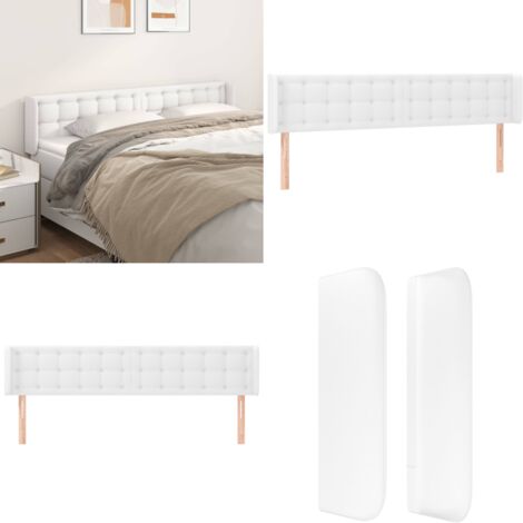 Cabecero de cuero sintético blanco 163x16x78/88 cm - Cuero sintético - Cabecero blanco