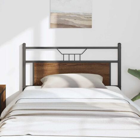 Cabecero de madera de ingeniería y acero marrón roble 107 cm vidaXL