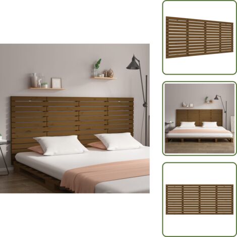 Cabecero de madera - vidaXL Cabecero cama pared madera maciza pino marrón miel 166x3x91,5cm - Cabecero de pino