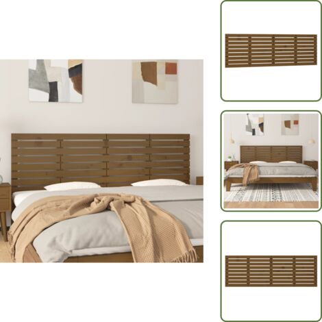Cabecero de madera - vidaXL Cabecero cama pared madera maciza pino marrón miel 206x3x63 cm - Cabecero de pino