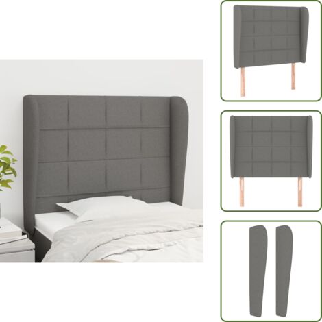 Cabecero de madera - vidaXL Cabecero con orejas de tela gris oscuro 93x23x118/128 cm - Cabecero gris oscuro