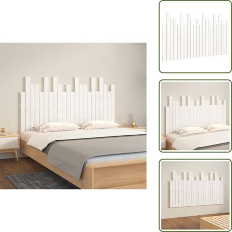 Cabecero de madera - vidaXL Cabecero de cama de pared madera maciza pino blanco 140x3x80 cm -