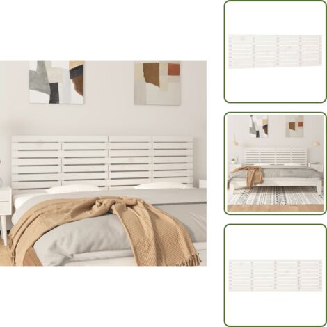 Cabecero de madera - vidaXL Cabecero de cama de pared madera maciza pino blanco 166x3x63 cm - Cabecero de cama de pared