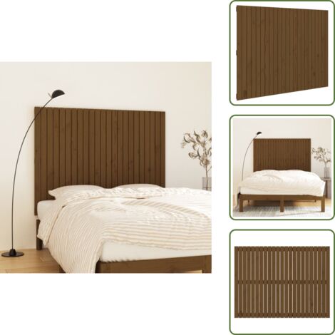 Cabecero de madera - vidaXL Cabecero de cama pared madera maciza marrón miel 146,5x3x110 cm -