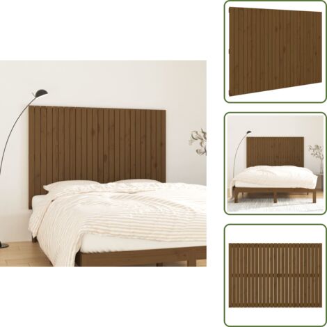 Cabecero de madera - vidaXL Cabecero de cama pared madera maciza marrón miel 159,5x3x110 cm -