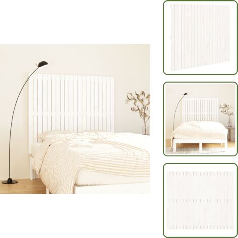 Cabecero de madera - vidaXL Cabecero de cama pared madera maciza pino blanco 127,5x3x110 cm - Cabecero de cama para pared