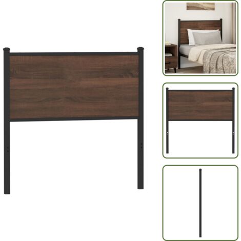Cabecero de madera - vidaXL Cabecero de repuesto de madera de ingeniería y acero marrón roble 90 cm - Cabecero de cama marrón roble