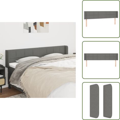 Cabecero de madera - vidaXL Cabecero de tela gris oscuro 203x16x78/88 cm - Cabecero de cama gris oscuro