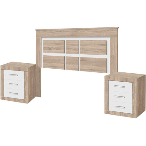 SALDOSYSTOCKS Cabecero de Matrimonio Kiara + 2 Mesitas de Noche