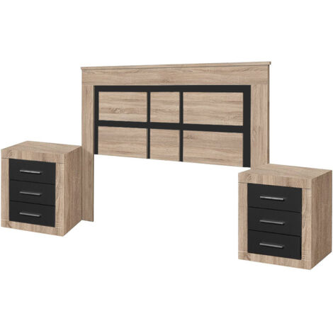 SALDOSYSTOCKS Cabecero de Matrimonio Kiara + 2 Mesitas de Noche