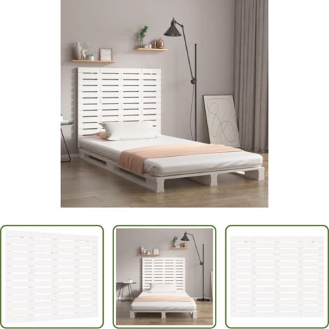 Cabecero de pared -  Cabecero cama de pared madera maciza pino blanco 126x3x91,5 cm