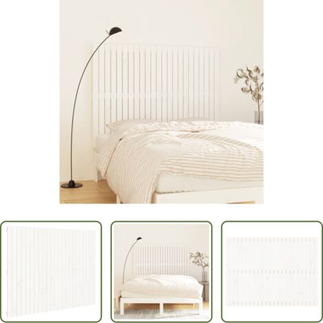 Cabecero de pared -  Cabecero cama de pared madera maciza pino blanco 146,5x3x110 cm