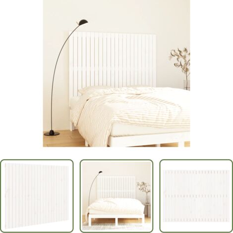 Cabecero de pared -  Cabecero de cama de pared madera maciza pino blanco 140x3x110cm