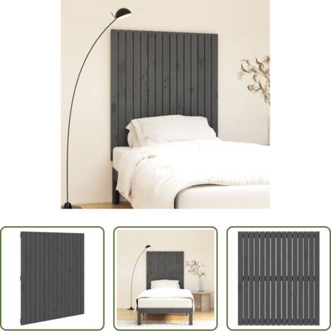 Cabecero de pared -  Cabecero de cama de pared madera maciza pino gris 95,5x3x110 cm
