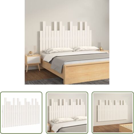 Cabecero de pared -  Cabecero de cama pared madera maciza pino blanco 127,5x3x80 cm
