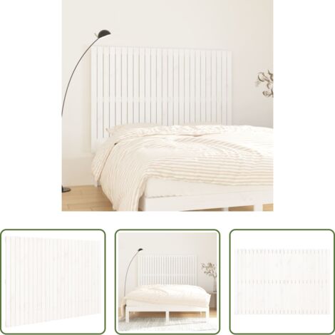 Cabecero de pared -  Cabecero de cama pared madera maciza pino blanco 159,5x3x110 cm