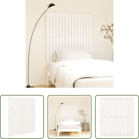 Cabecero de pared -  Cabecero de cama pared madera maciza pino blanco 95,5x3x110 cm
