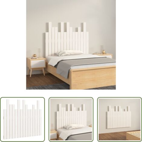 Cabecero de pared -  Cabecero de cama pared madera maciza pino blanco 95,5x3x80 cm