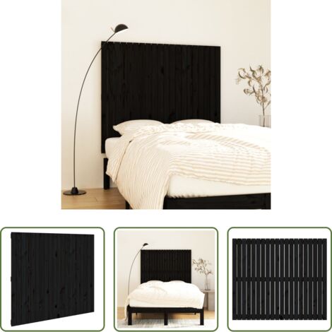 Cabecero de pared -  Cabecero de cama pared madera maciza pino negro 127,5x3x110 cm