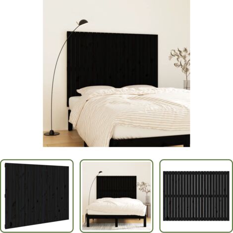 Cabecero de pared -  Cabecero de cama pared madera maciza pino negro 146,5x3x110 cm