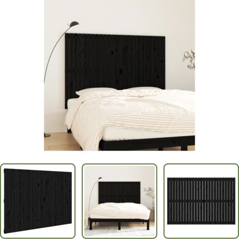 Cabecero de pared -  Cabecero de cama pared madera maciza pino negro 159,5x3x110 cm