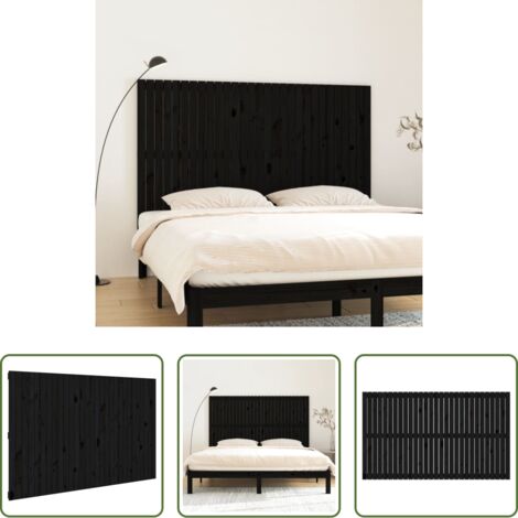Cabecero de pared -  Cabecero de cama pared madera maciza pino negro 185x3x110 cm