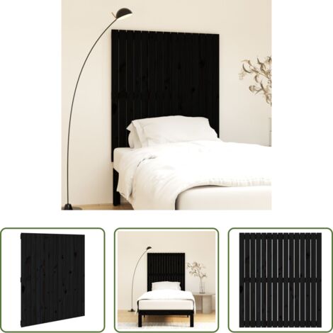Cabecero de pared -  Cabecero de cama pared madera maciza pino negro 95,5x3x110 cm