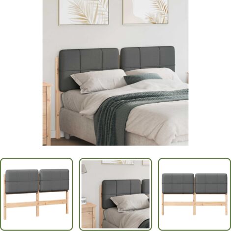 Cabecero de pino -  Cabecero tapizado con cabecera Marrón y Gris Claro 160 cm
