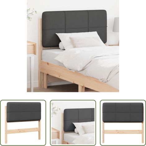 Cabecero de pino -  Cabecero tapizado con cabecera Marrón y gris oscuro 90 cm