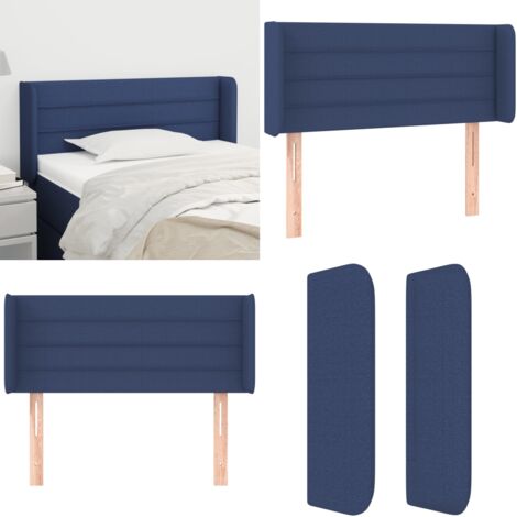 Cabecero de tela azul 103x16x78/88 cm - Cabecero azul - Cabecero con orejas