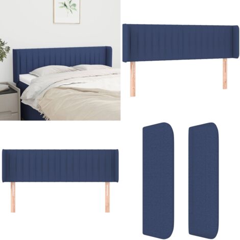Cabecero de tela azul 147x16x78/88 cm - Cabecero azul - Cabecero de tela