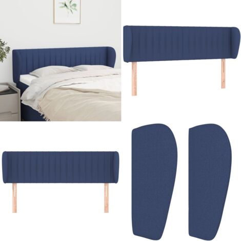 Cabecero de tela azul 147x23x78/88 cm - Cabecero azul - Cabecero de tela