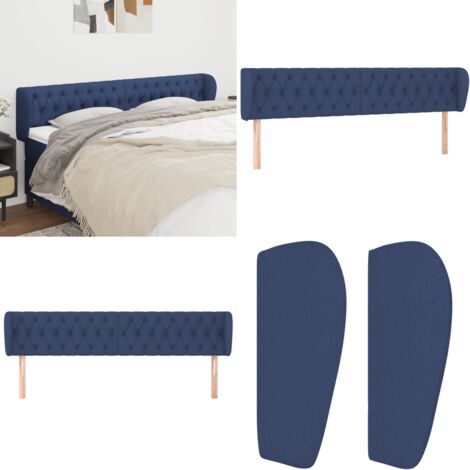 Cabecero de tela azul 183x23x78/88 cm - Cabecero azul - Cabecero con orejas