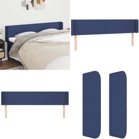 Cabecero de tela azul 203x16x78/88 cm - Cabecero azul - Cabecero de tela