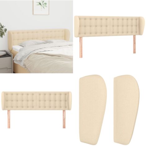 Cabecero de tela color crema 147x23x78/88 cm - Cabecero de cama crema - Cabecero de cama con orejas