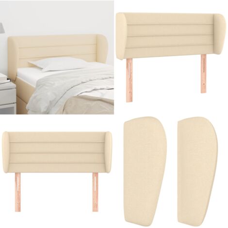 Cabecero de tela color crema 93x23x78/88 cm - Cabecero de cama crema - Cabecero de cama con orejas