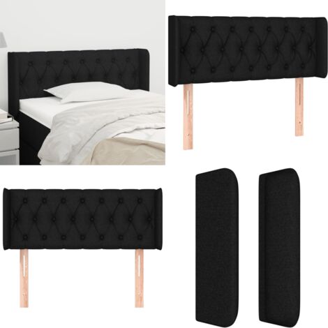 Cabecero de tela negro 103x16x78/88 cm - Cabecero negro - Cabecero de tela
