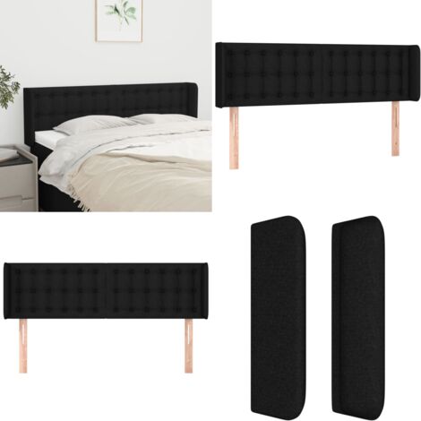 Cabecero de tela negro 147x16x78/88 cm - Cabecero negro - Cabecero de tela