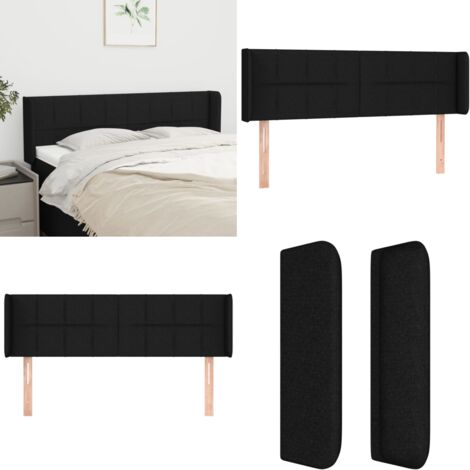 Cabecero de tela negro 147x16x78/88 cm - Cabecero negro - Cabecero de tela